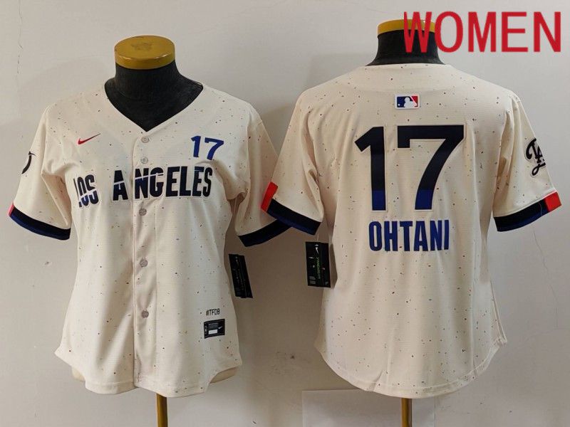 Women Los Angeles Dodgers #17 Ohtani Cream Fashion Nike Game MLB Jersey style 629